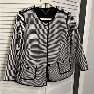 Talbots Black and White Striped Women's Jacket 16 WP